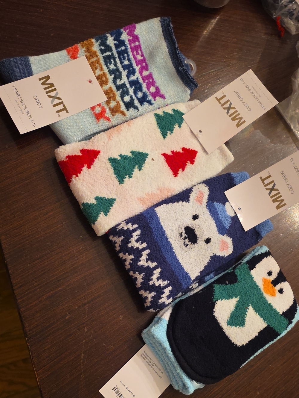 Mixit Cozy Crew Holiday Socks 4-Pair Bundle Multicolor All Crew Style